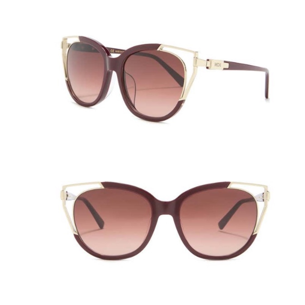 SOLD! NEW MCM 57mm Cat Eye Burgundy Sunglasses - Picture 1 of 15